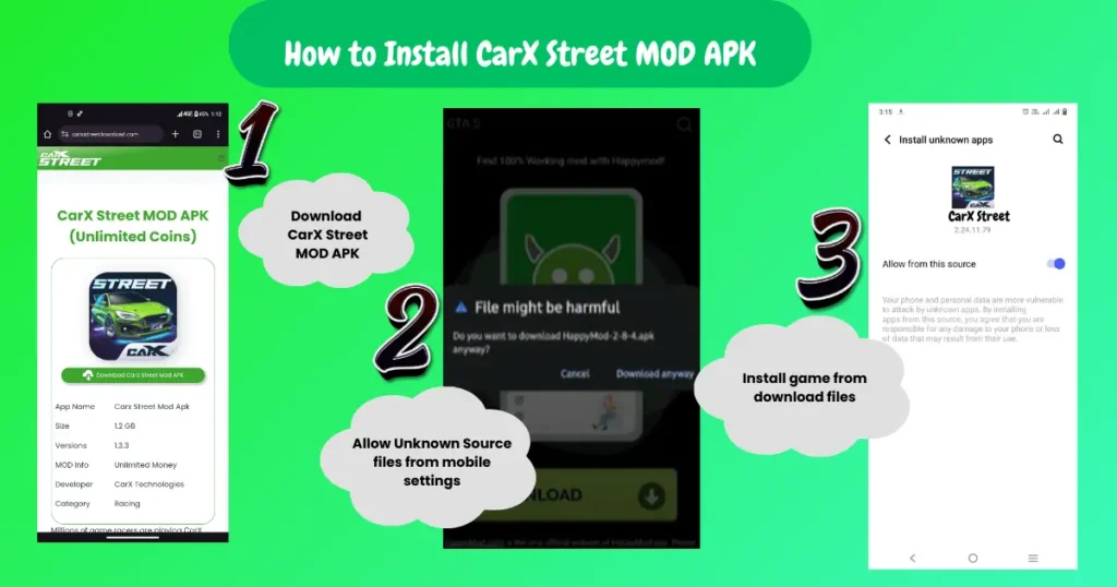 How to install carx street mod apk